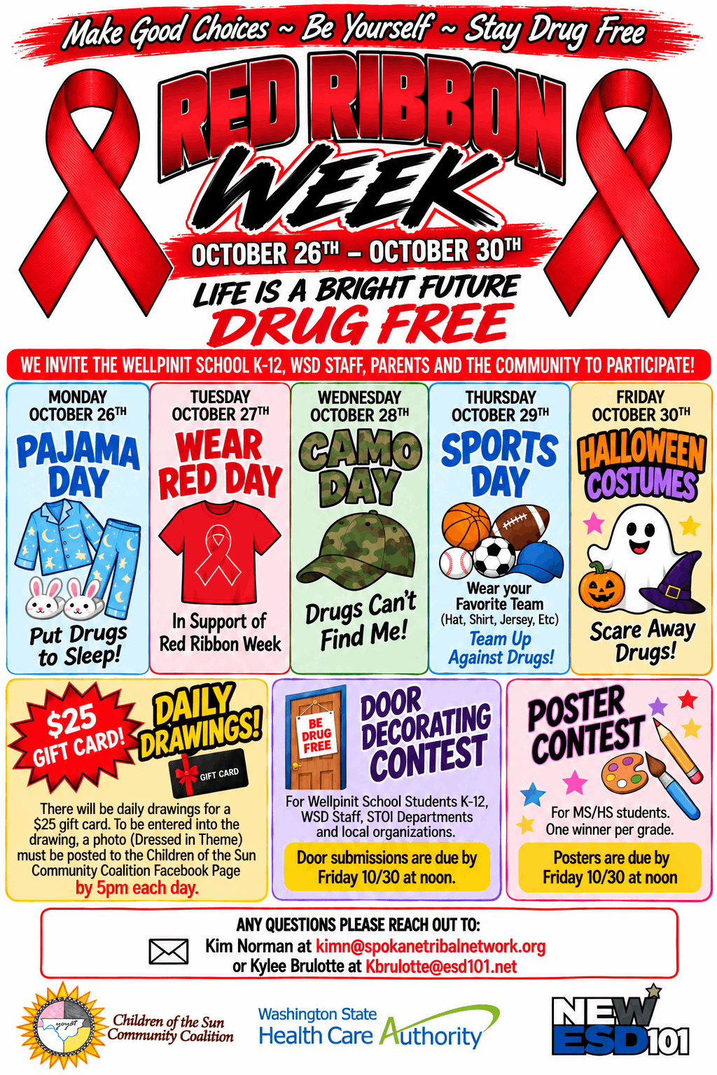 flyer for red ribbon week with dress up days